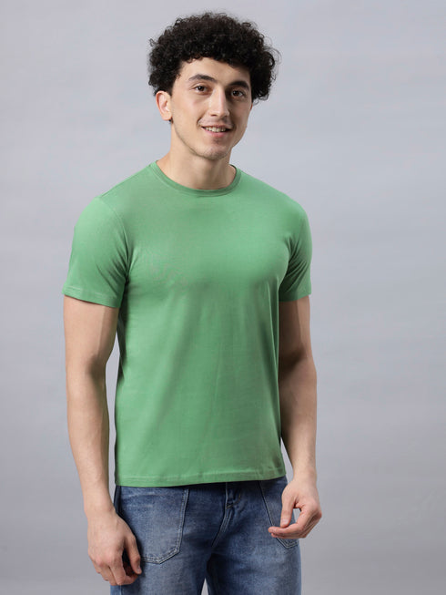 Men's 100% Cotton Round Neck Solid T-shirt Dark Sea Green